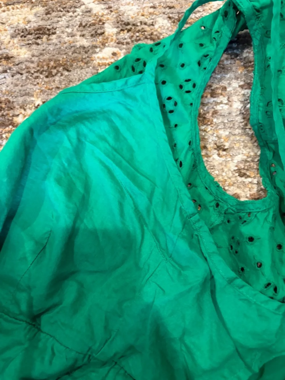 J. Crew Green Eyelet Sleeveless Midi Dress